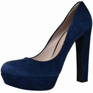 Miu Miu Calzature Donna Ultramarine Brilliant Blue Glitter Heel Platform Pumps